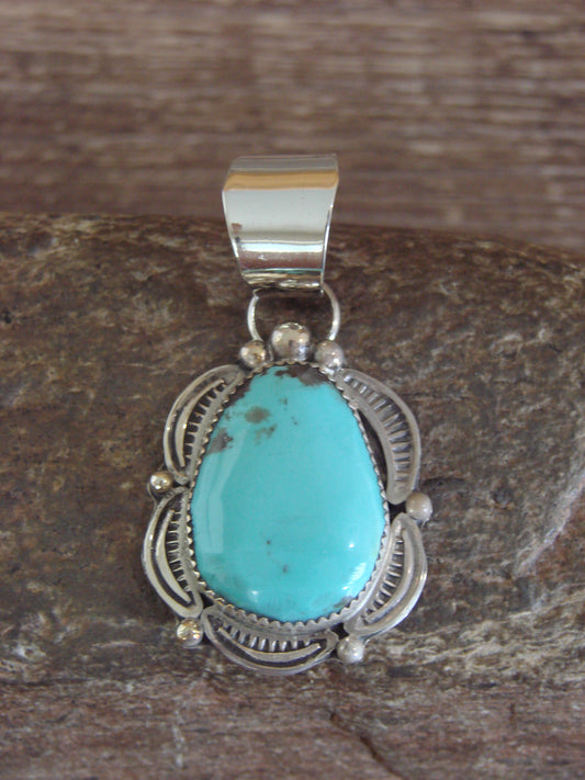 Native American Sterling Silver & Turquoise Pendant - Cleveland