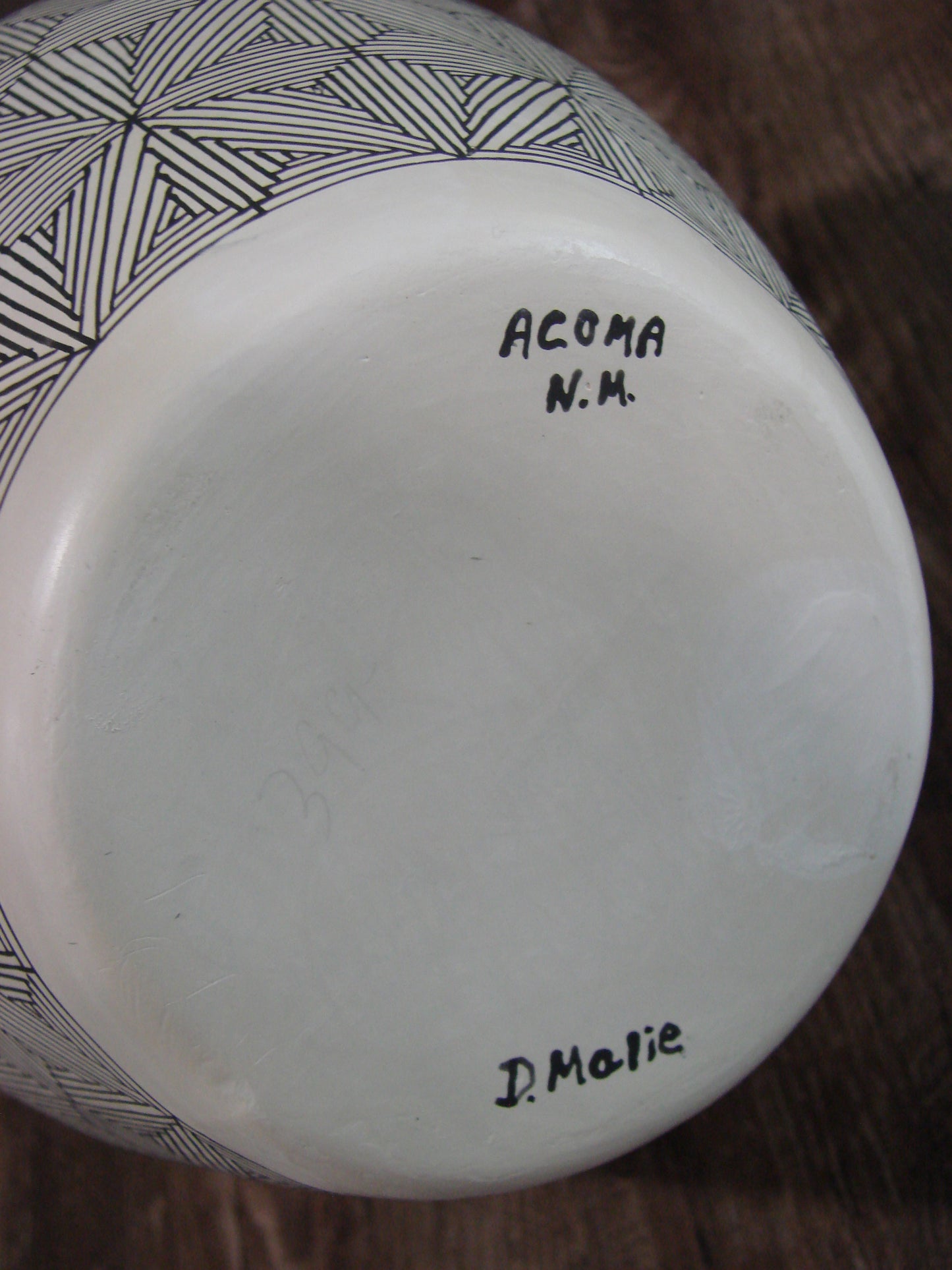 Native American Acoma Pueblo Fine Line Hand Painted Wedding Vase by D. Malie