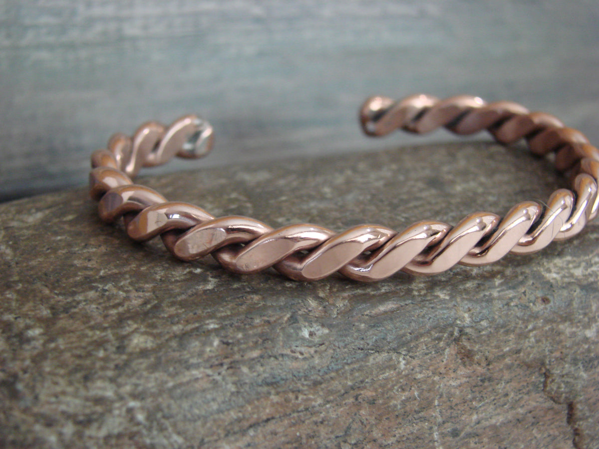 Native American Navajo Twisted Copper Bracelet by Elaine Tahe