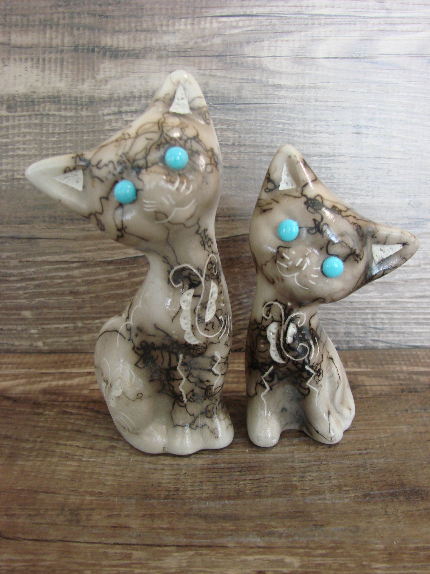 Native American Horse Hair Cat Pottery Set by Vail