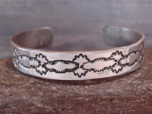 Native American Hand Stamped Sterling Silver Bracelet by Bell