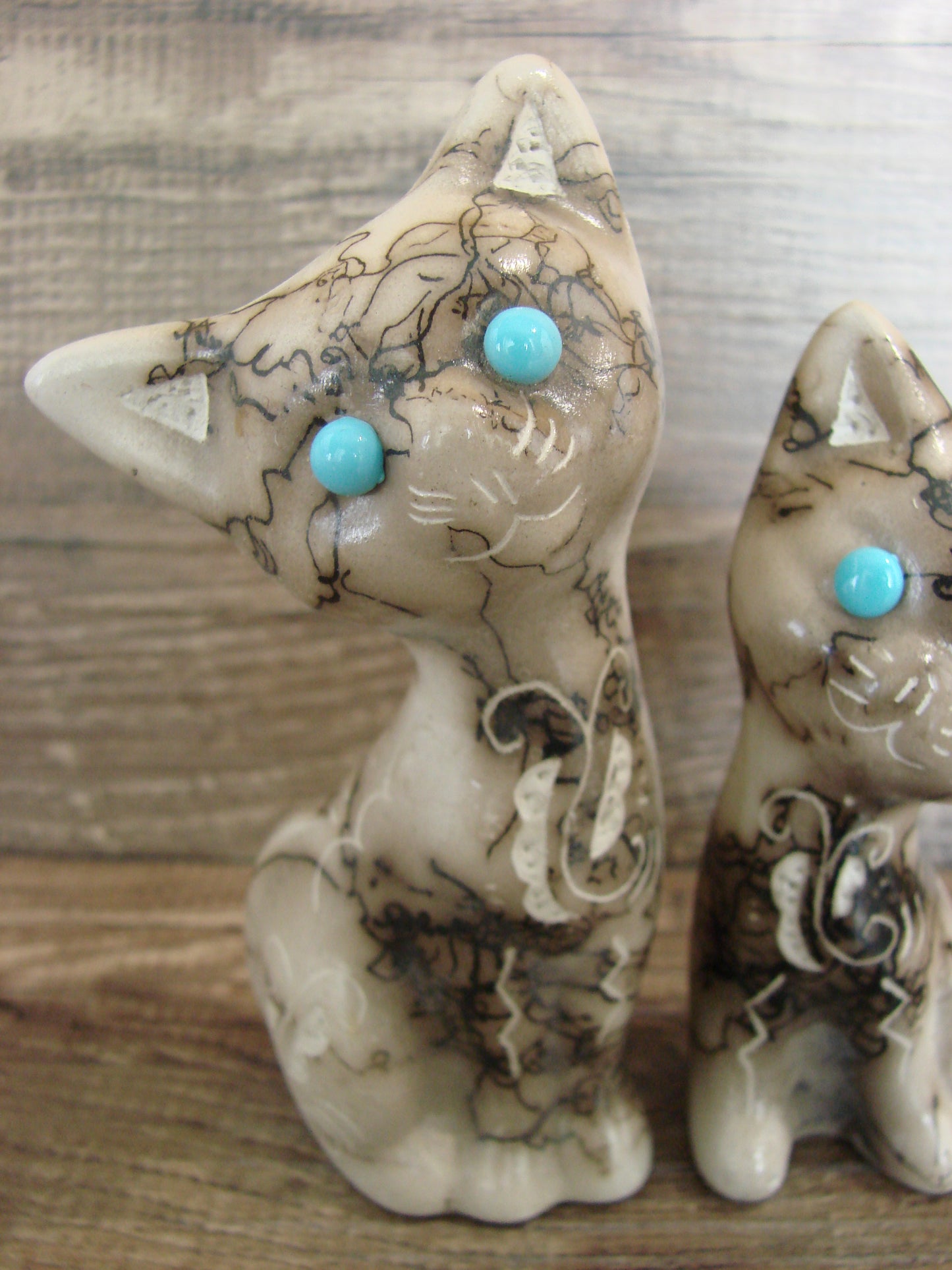 Native American Horse Hair Cat Pottery Set by Vail