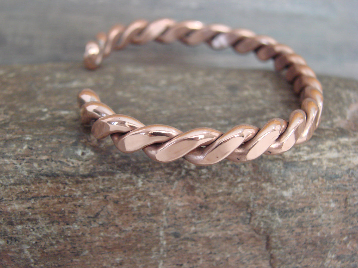 Native American Navajo Twisted Copper Bracelet by Elaine Tahe