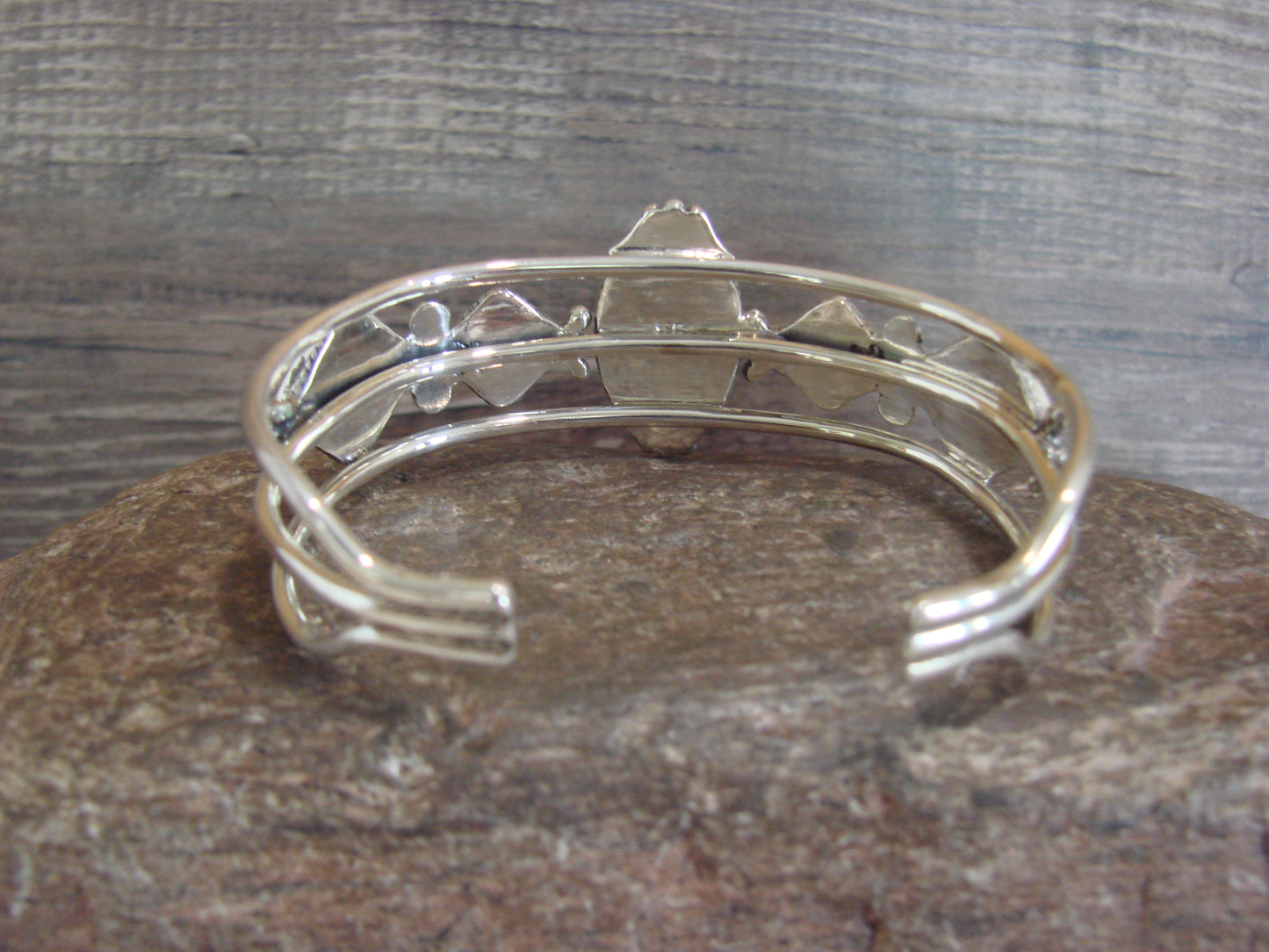 Native American Sterling Silver & Turquoise Row Bracelet by Smith
