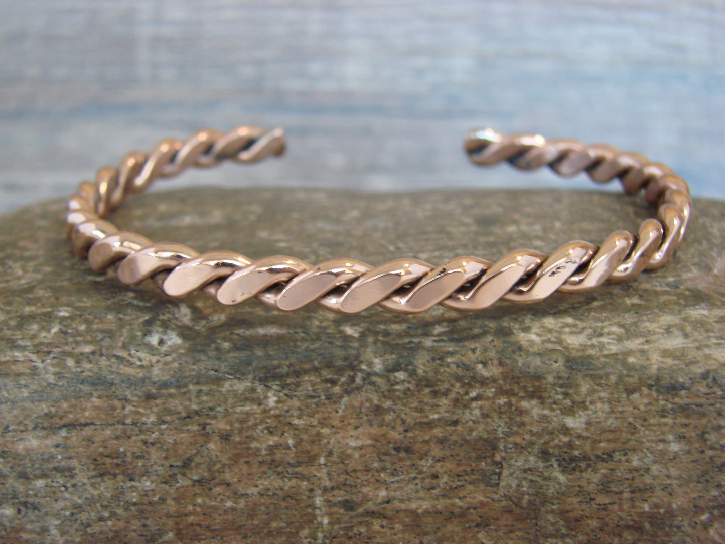 Native American Navajo Twisted Copper Bracelet by Tahe