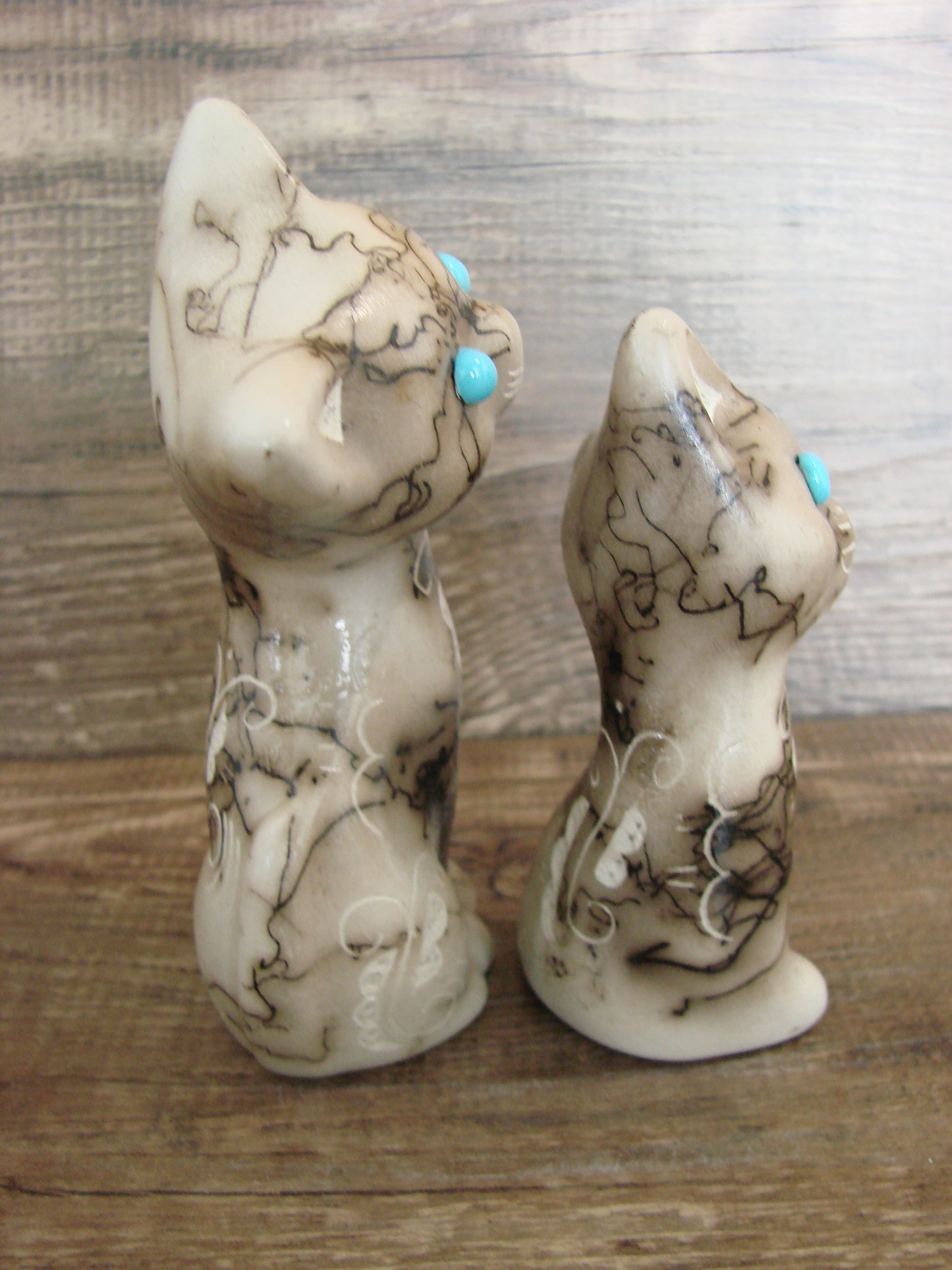 Native American Horse Hair Cat Pottery Set by Vail