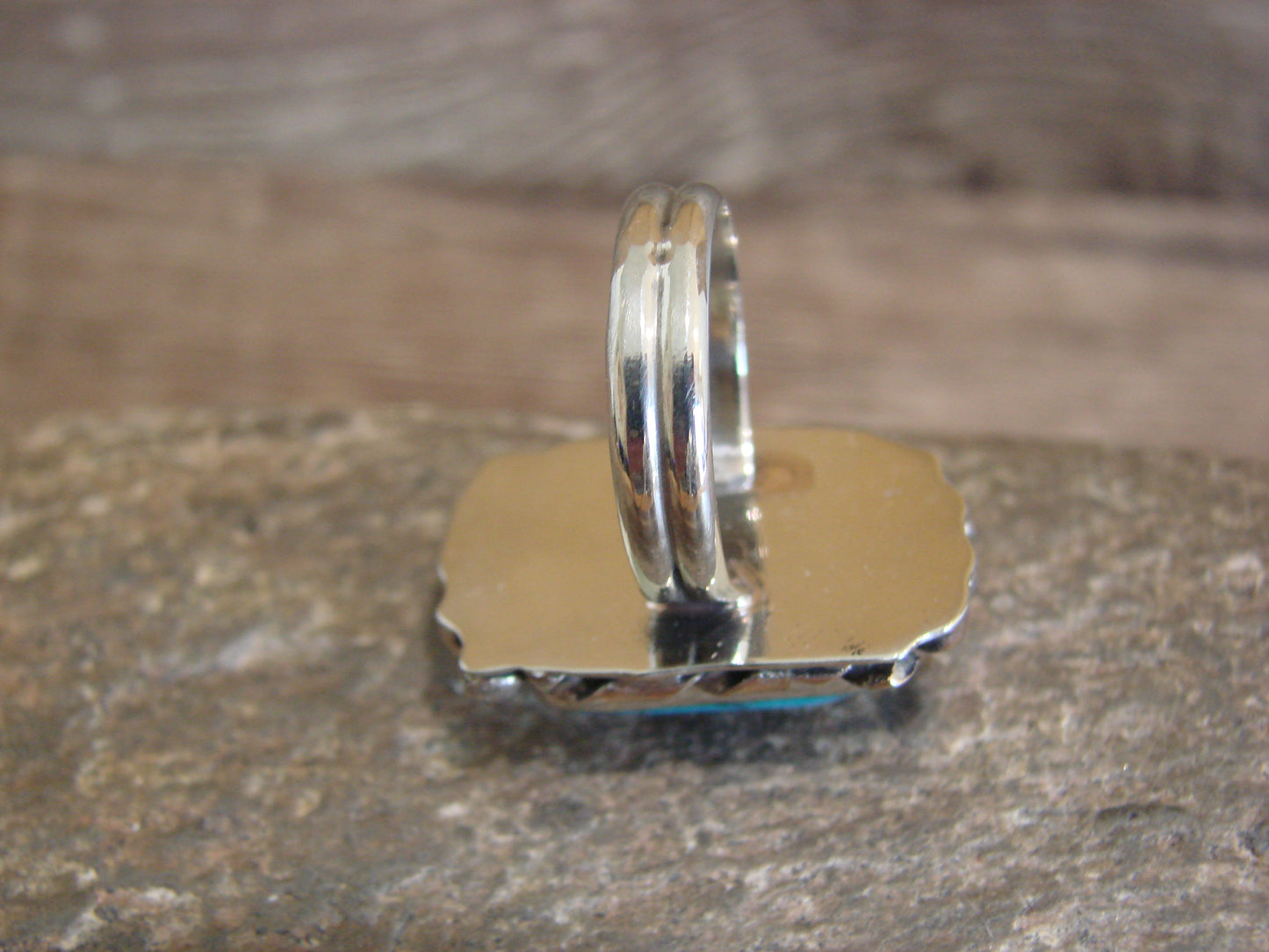 Native American Nickel Silver & Turquoise Ring Size 7.5 - Cleveland