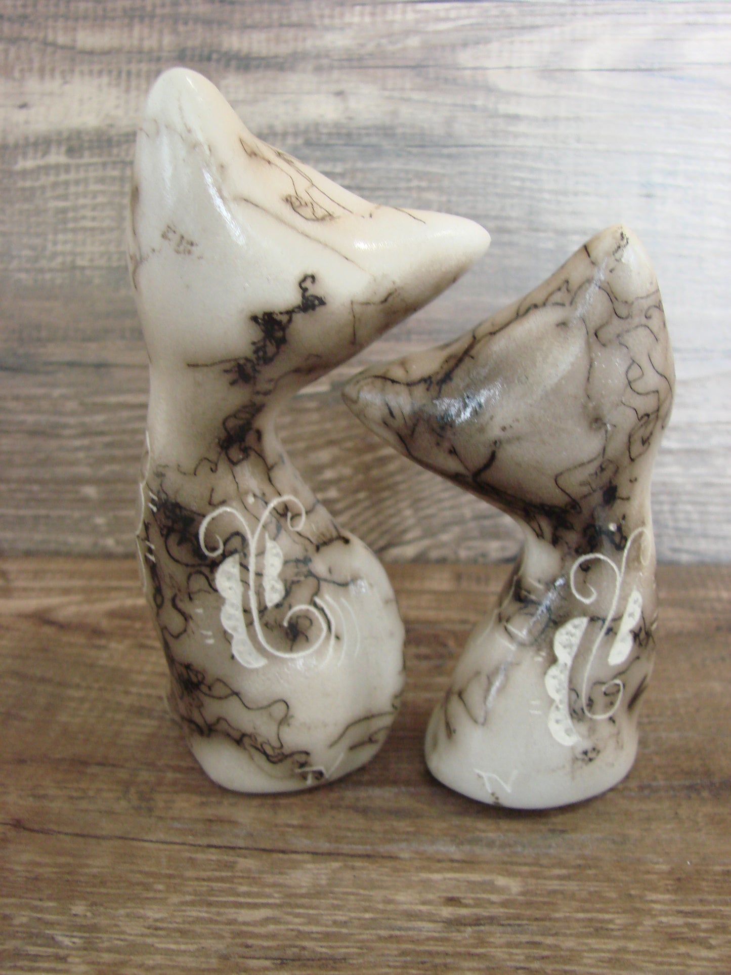 Native American Horse Hair Cat Pottery Set by Vail