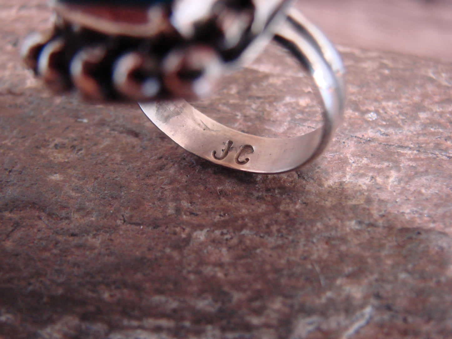 Native American Nickel Silver & Turquoise Ring Size 7.5 - Cleveland