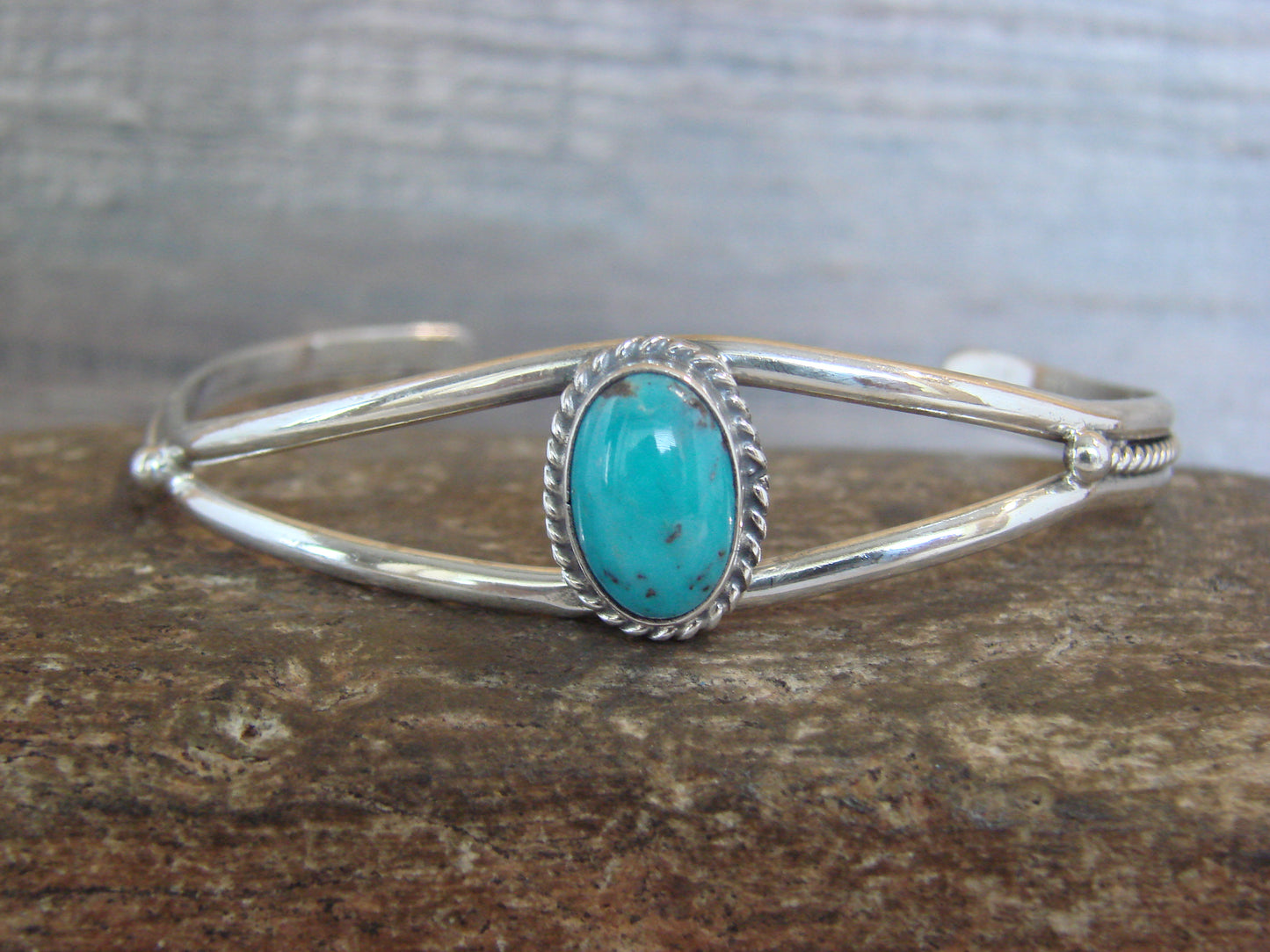 Native American Sterling Silver & Turquoise Bracelet by Henio