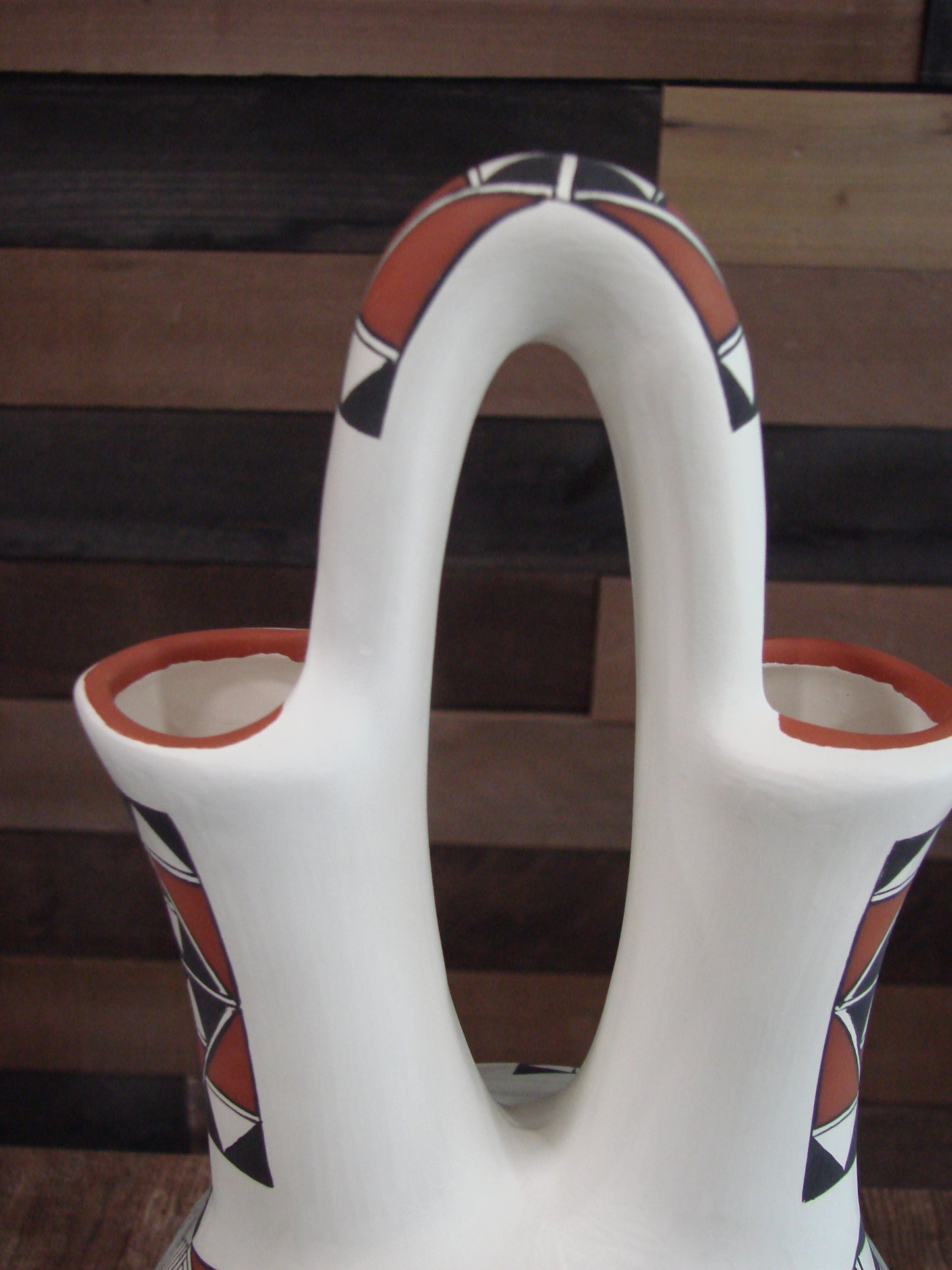 Native American Acoma Pueblo Fine Line Hand Painted Wedding Vase by D. Malie