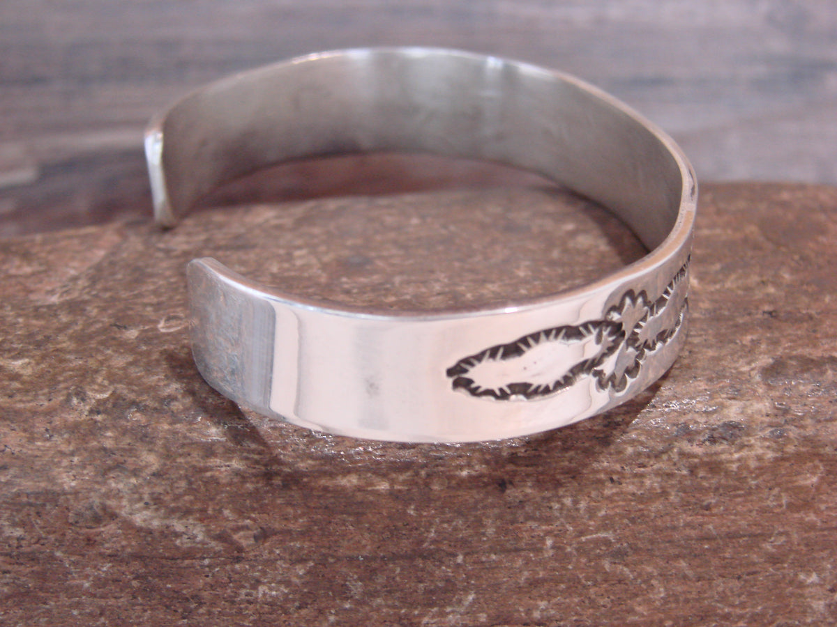 Native American Hand Stamped Sterling Silver Bracelet by Bell