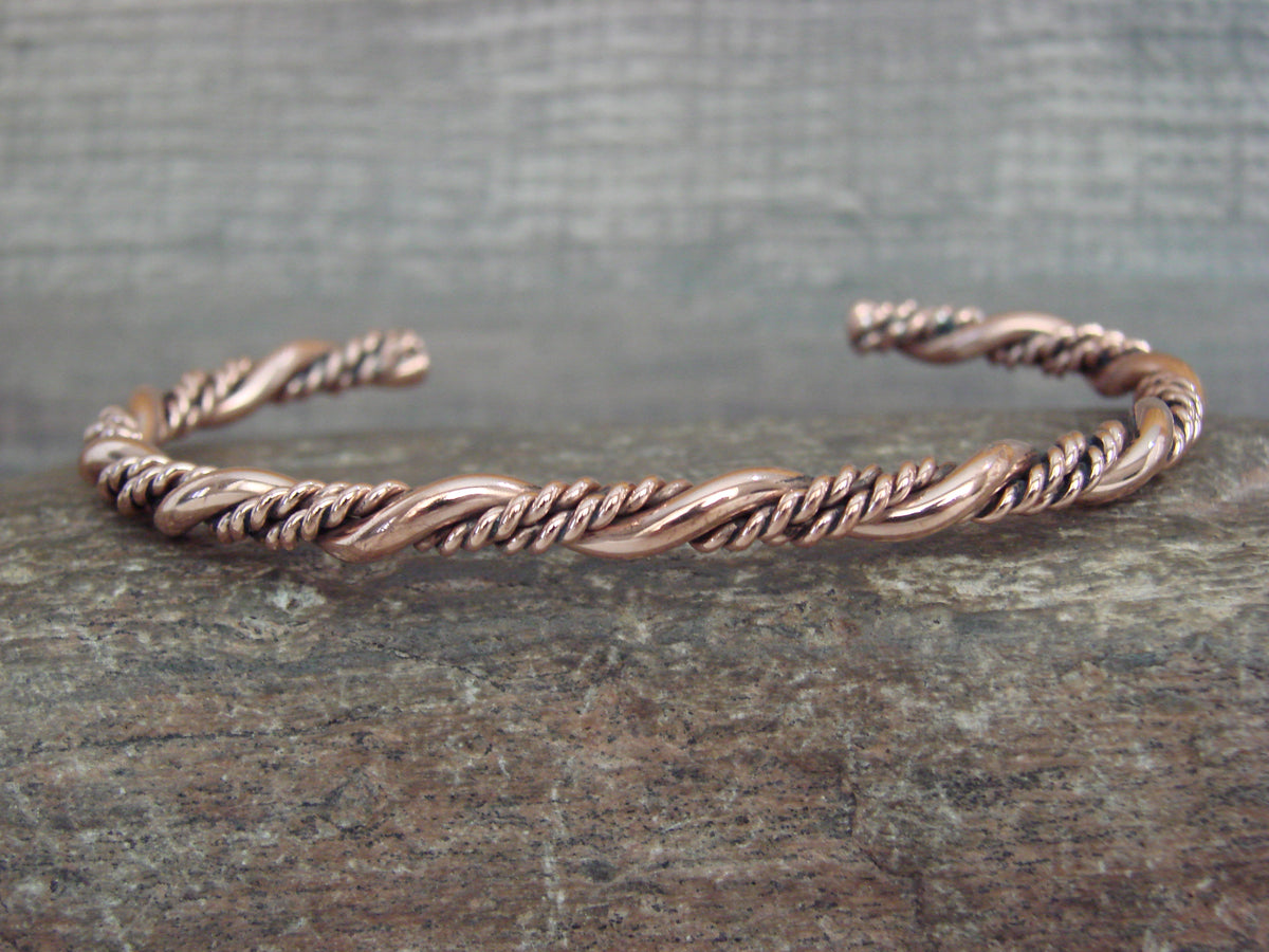 Native American Navajo Twisted Copper Bracelet by Elaine Tahe