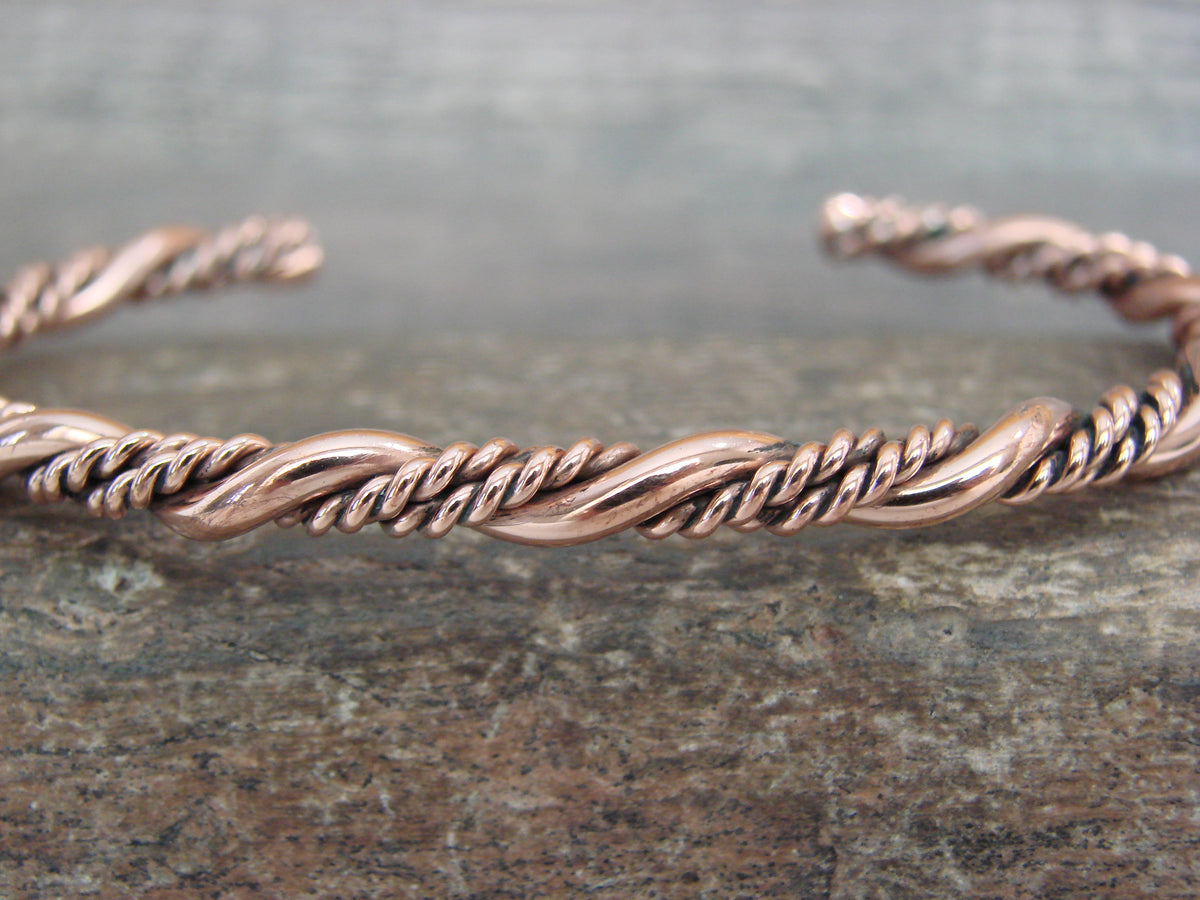Native American Navajo Twisted Copper Bracelet by Elaine Tahe