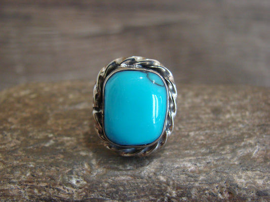 Native American Nickel Silver & Turquoise Ring Size 7.5 - Cleveland