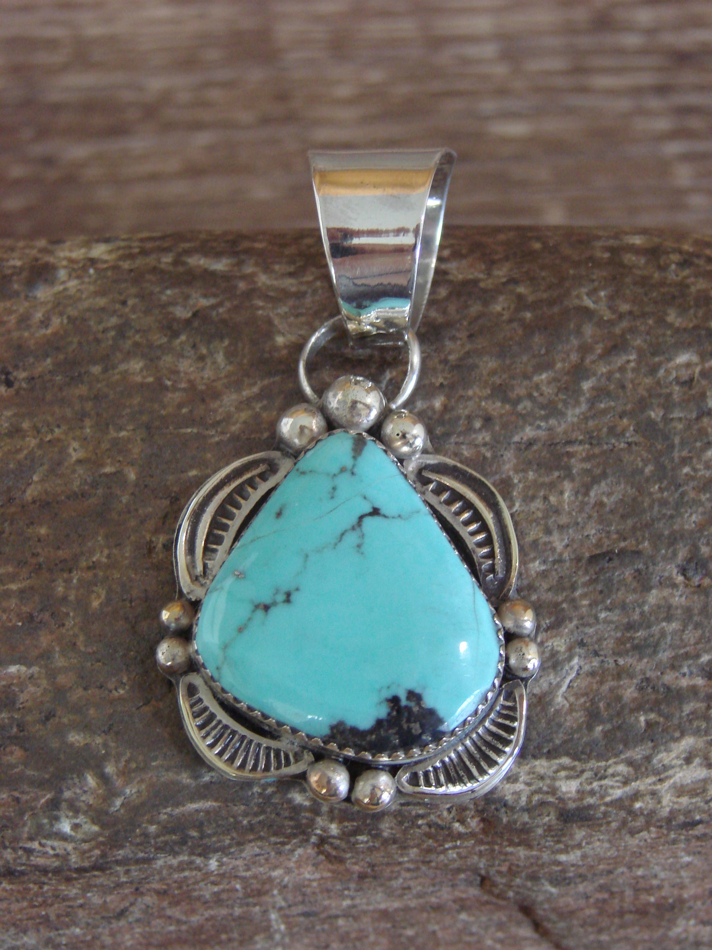 Native American Sterling Silver & Turquoise Pendant - Cleveland
