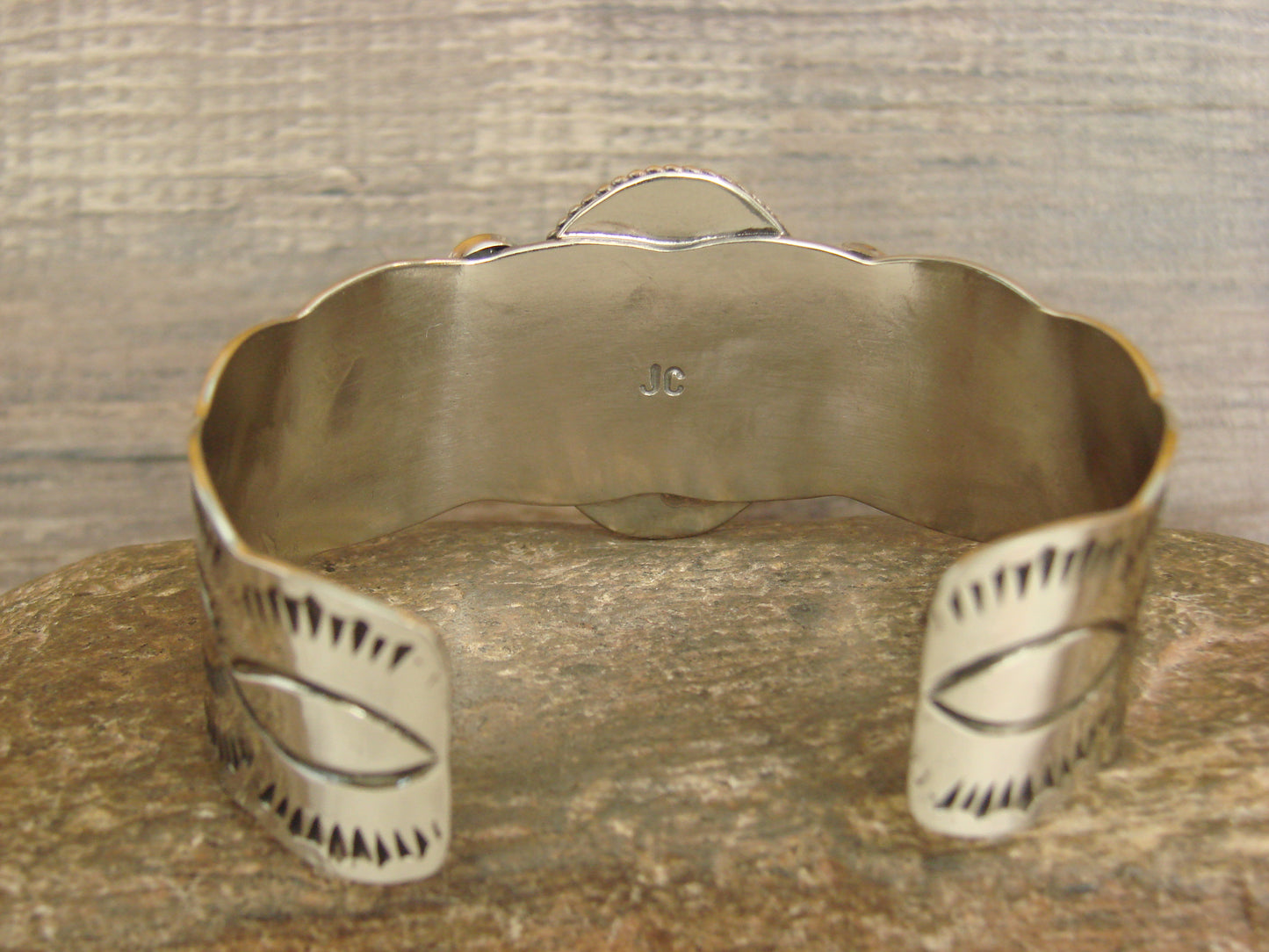 Native American Nickel Silver & Turquoise Bracelet by Cleveland