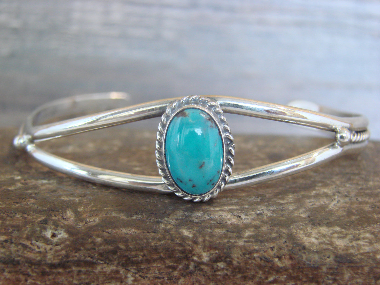 Native American Sterling Silver & Turquoise Bracelet by Henio