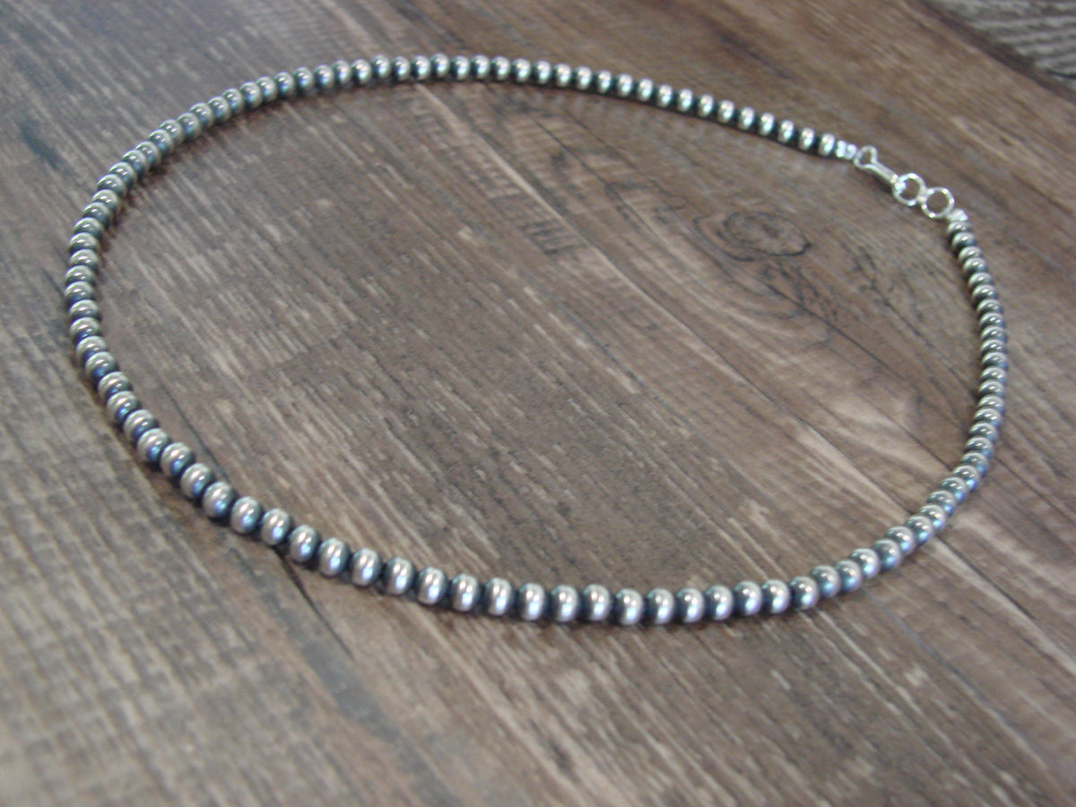 Native American Sterling Silver 4mm Navajo Pearl 16" Necklace Mariano