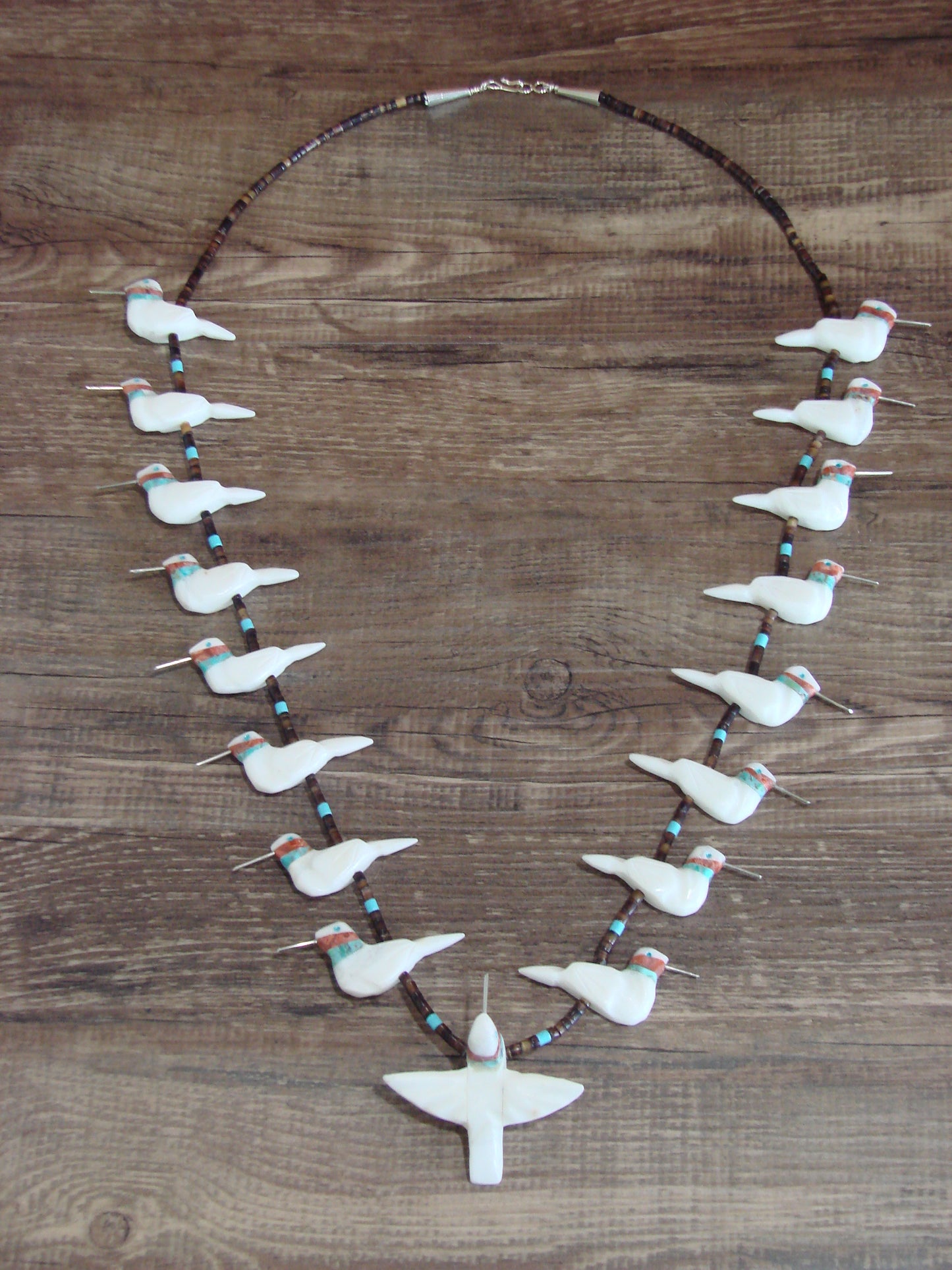 Hand Carved White Marble Hummingbird Fetish Necklace Matt Mitchell