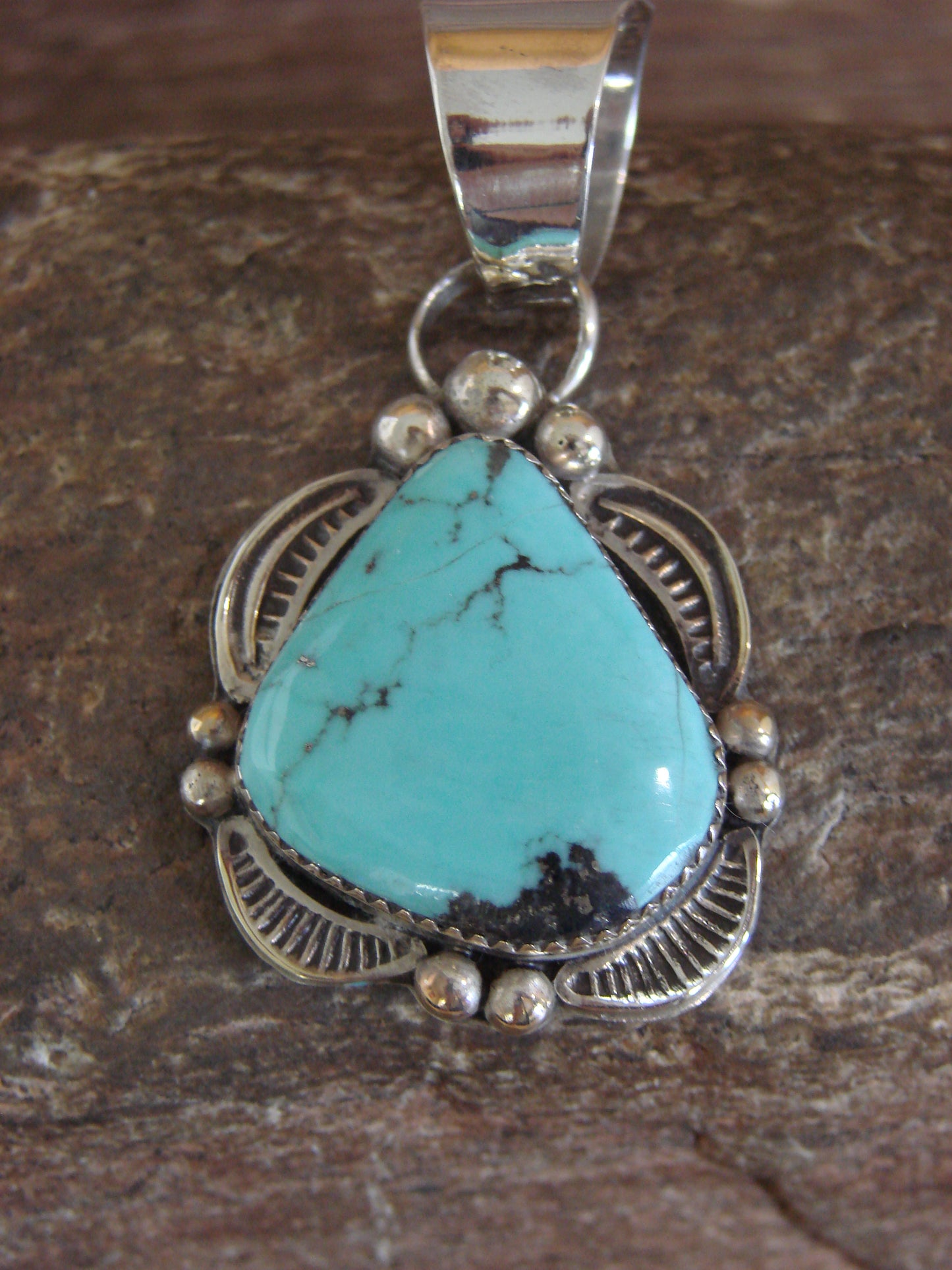 Native American Sterling Silver & Turquoise Pendant - Cleveland