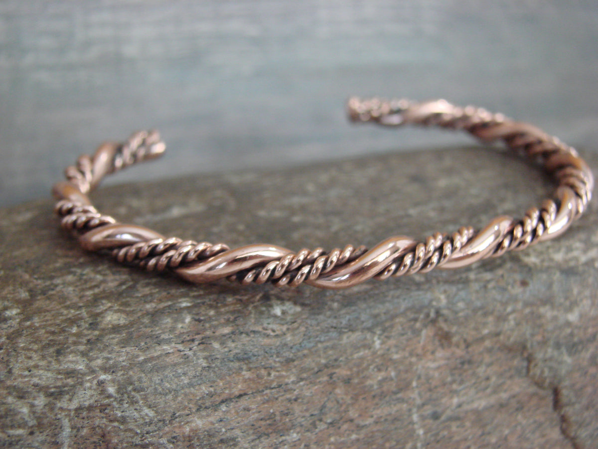 Native American Navajo Twisted Copper Bracelet by Elaine Tahe