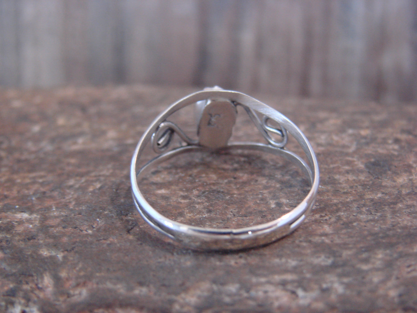 Native American Sterling Silver & Shell Ring by Lincoln - Size 7