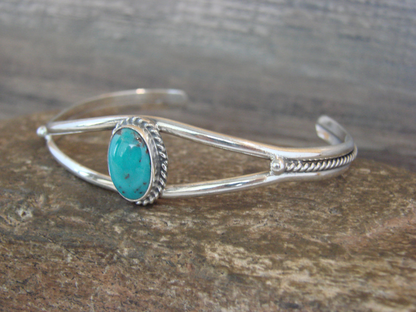 Native American Sterling Silver & Turquoise Bracelet by Henio