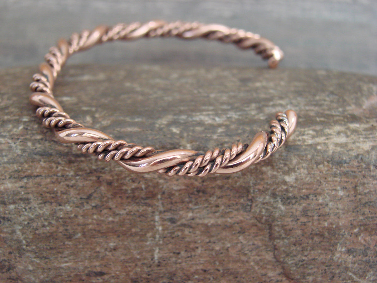 Native American Navajo Twisted Copper Bracelet by Elaine Tahe