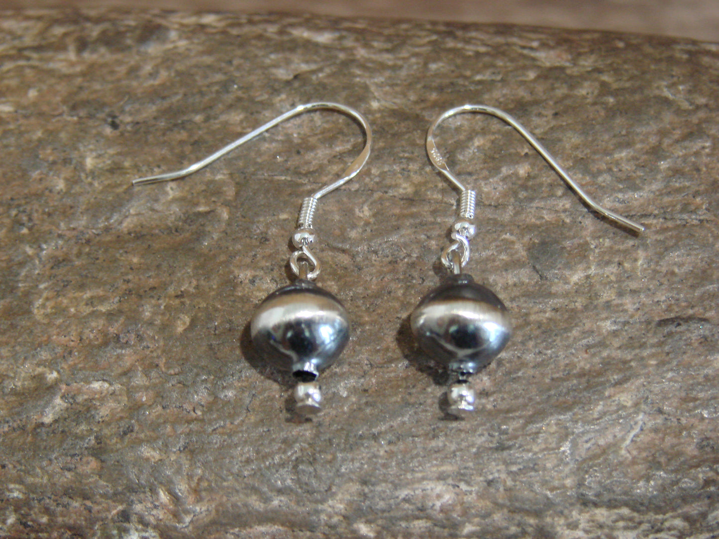 Native American Sterling Silver Navajo Pearl Dangle Earrings by Mariano
