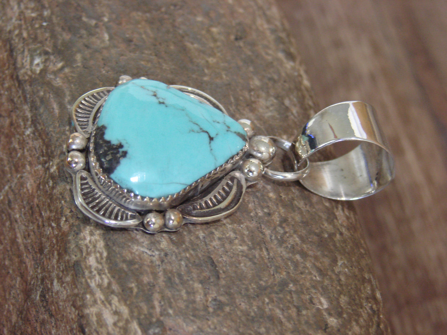 Native American Sterling Silver & Turquoise Pendant - Cleveland