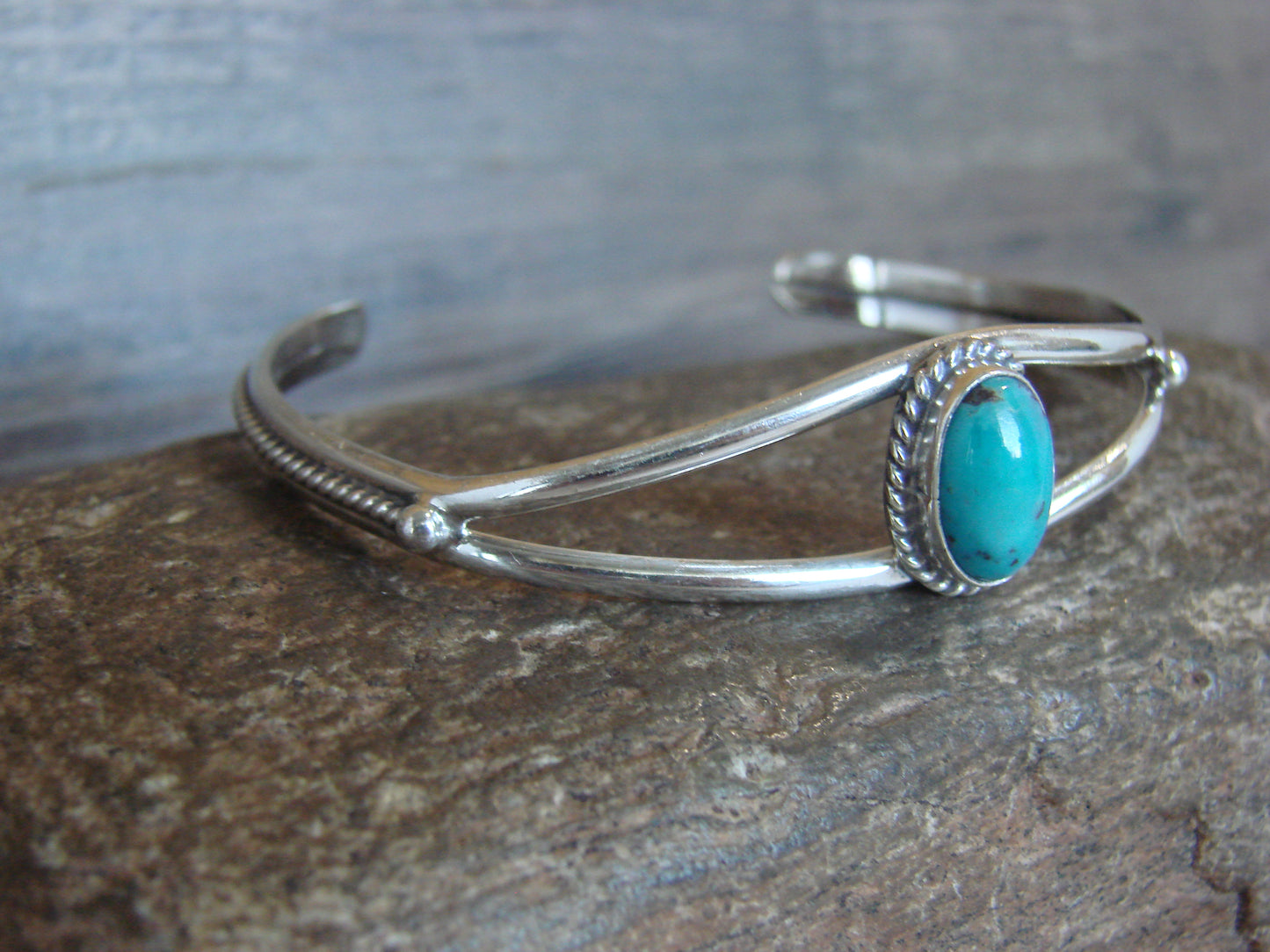 Native American Sterling Silver & Turquoise Bracelet by Henio