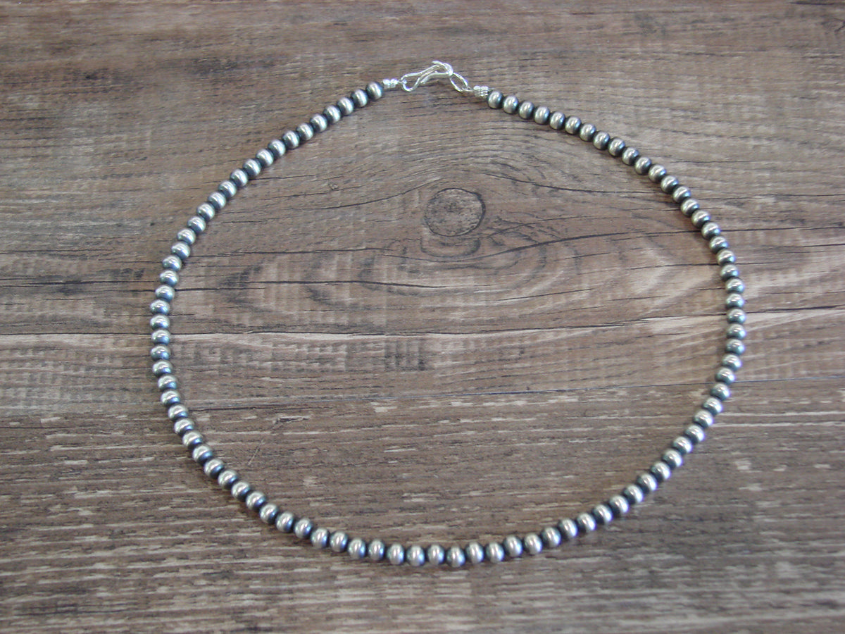 Native American Sterling Silver 4mm Navajo Pearl 14" Necklace Mariano