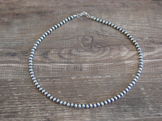 Native American Sterling Silver 4mm Navajo Pearl 14" Necklace Mariano