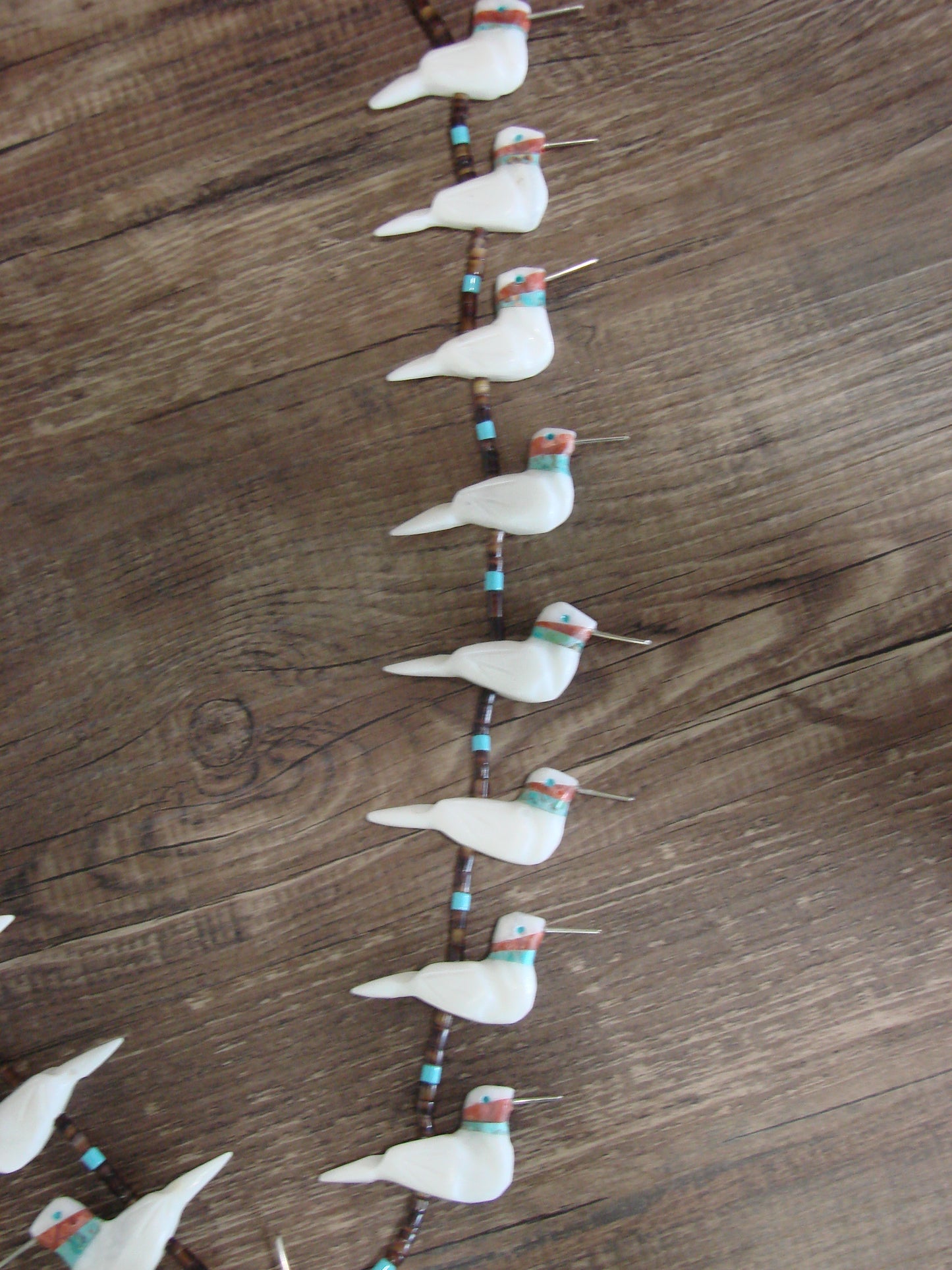 Hand Carved White Marble Hummingbird Fetish Necklace Matt Mitchell