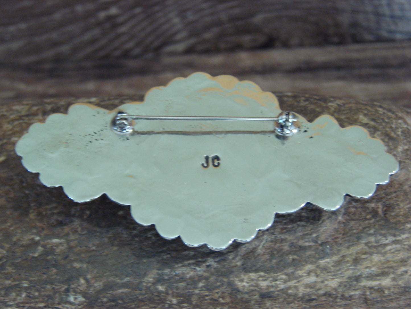 Native American Nickel Silver & Turquoise Pin by Cleveland