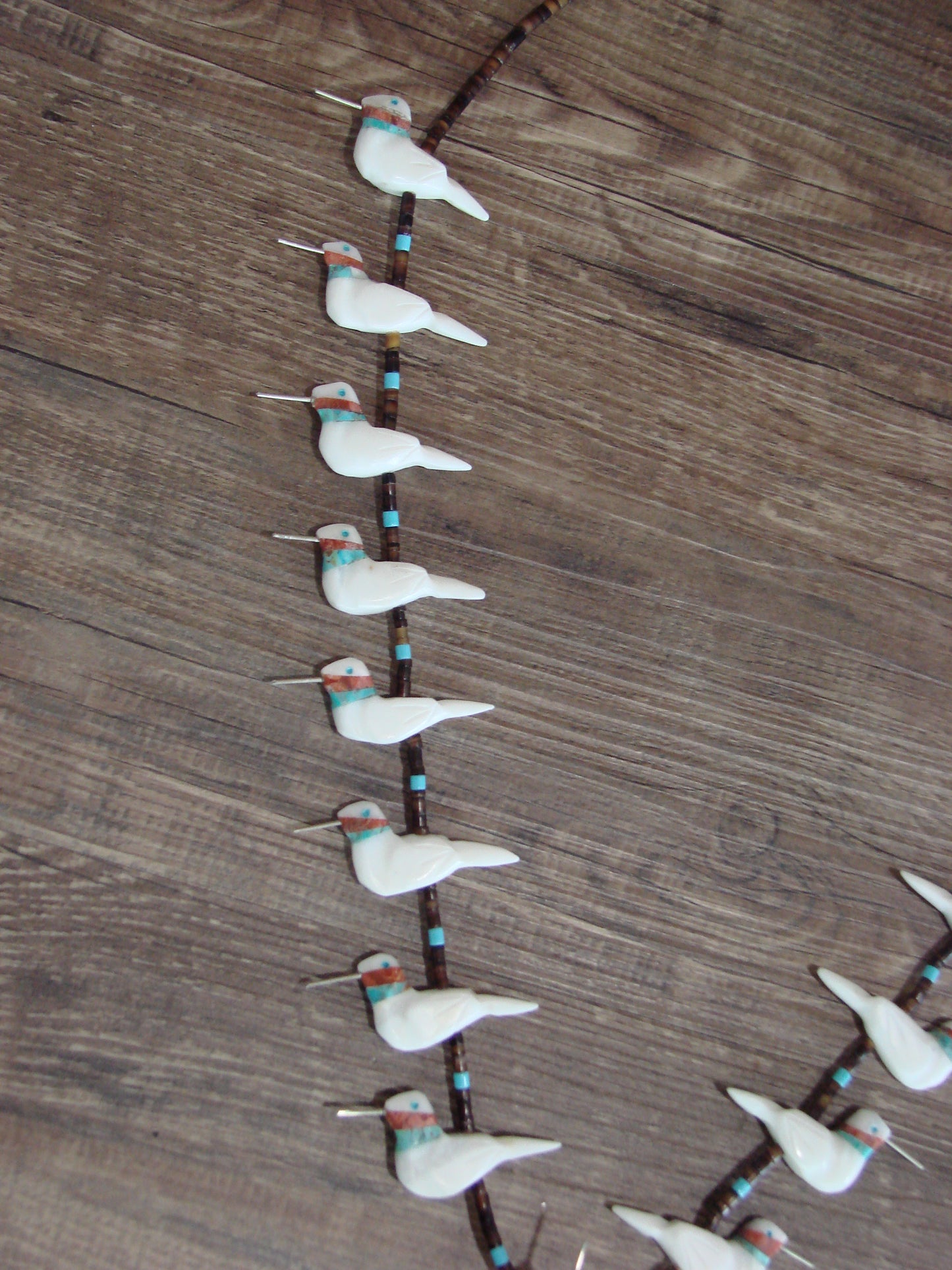 Hand Carved White Marble Hummingbird Fetish Necklace Matt Mitchell