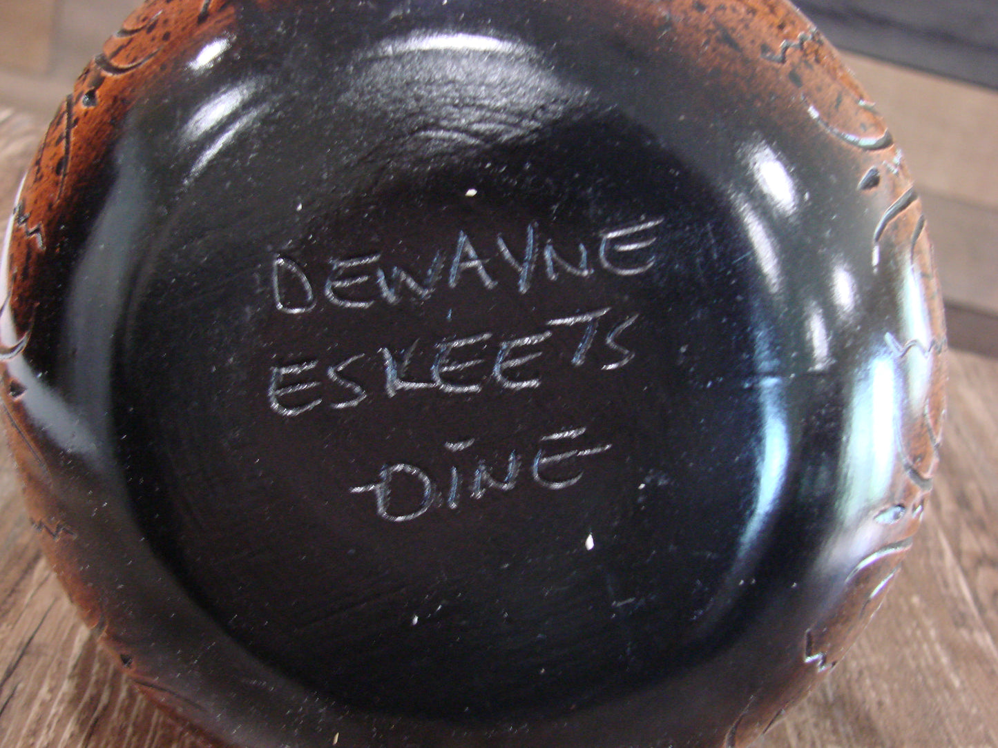 Native American Hand Etched Pottery Signed Dewayne Eskeets