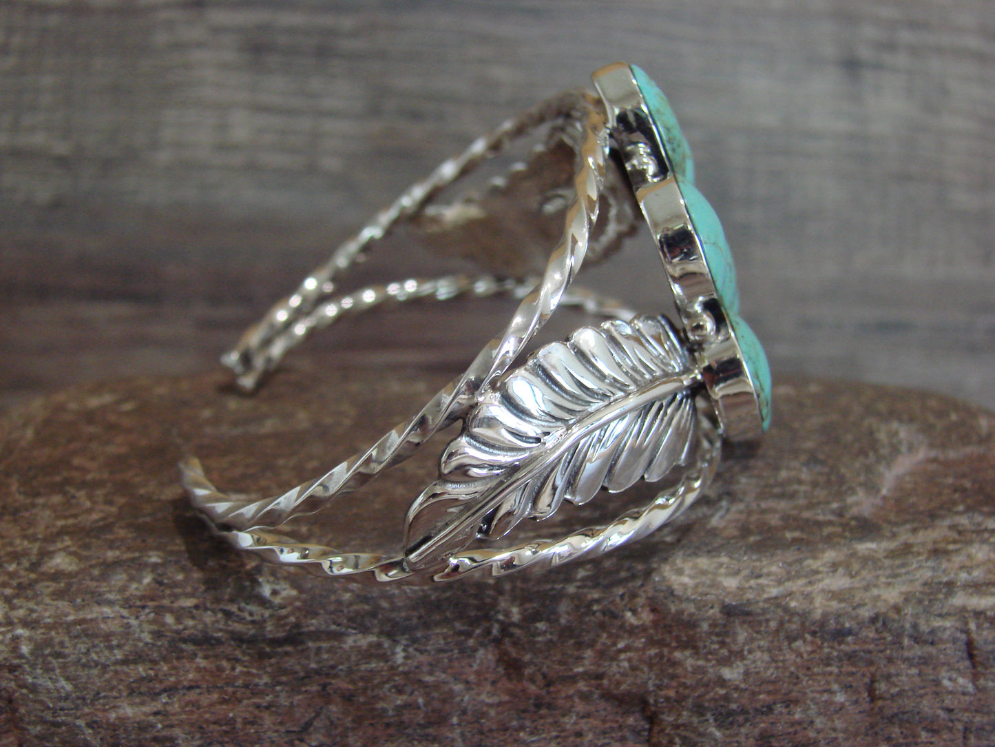 Native American Sterling Silver & Turquoise Cluster Bracelet by Smith
