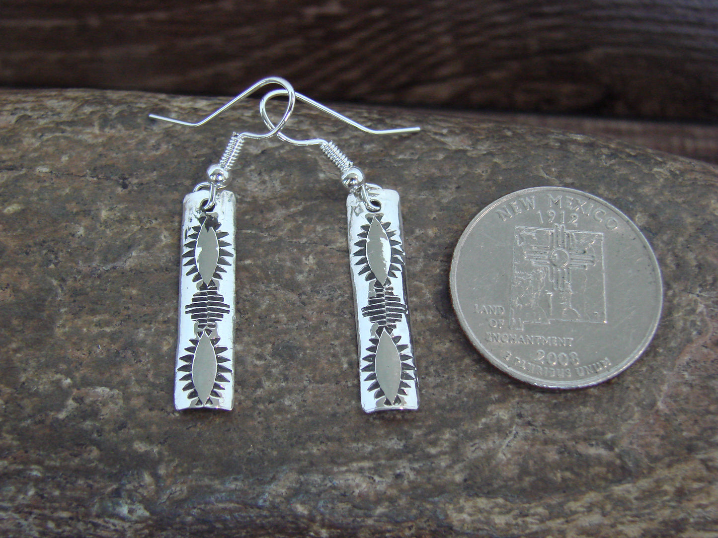 Native American Sterling Silver Dangle Earrings by Tahe