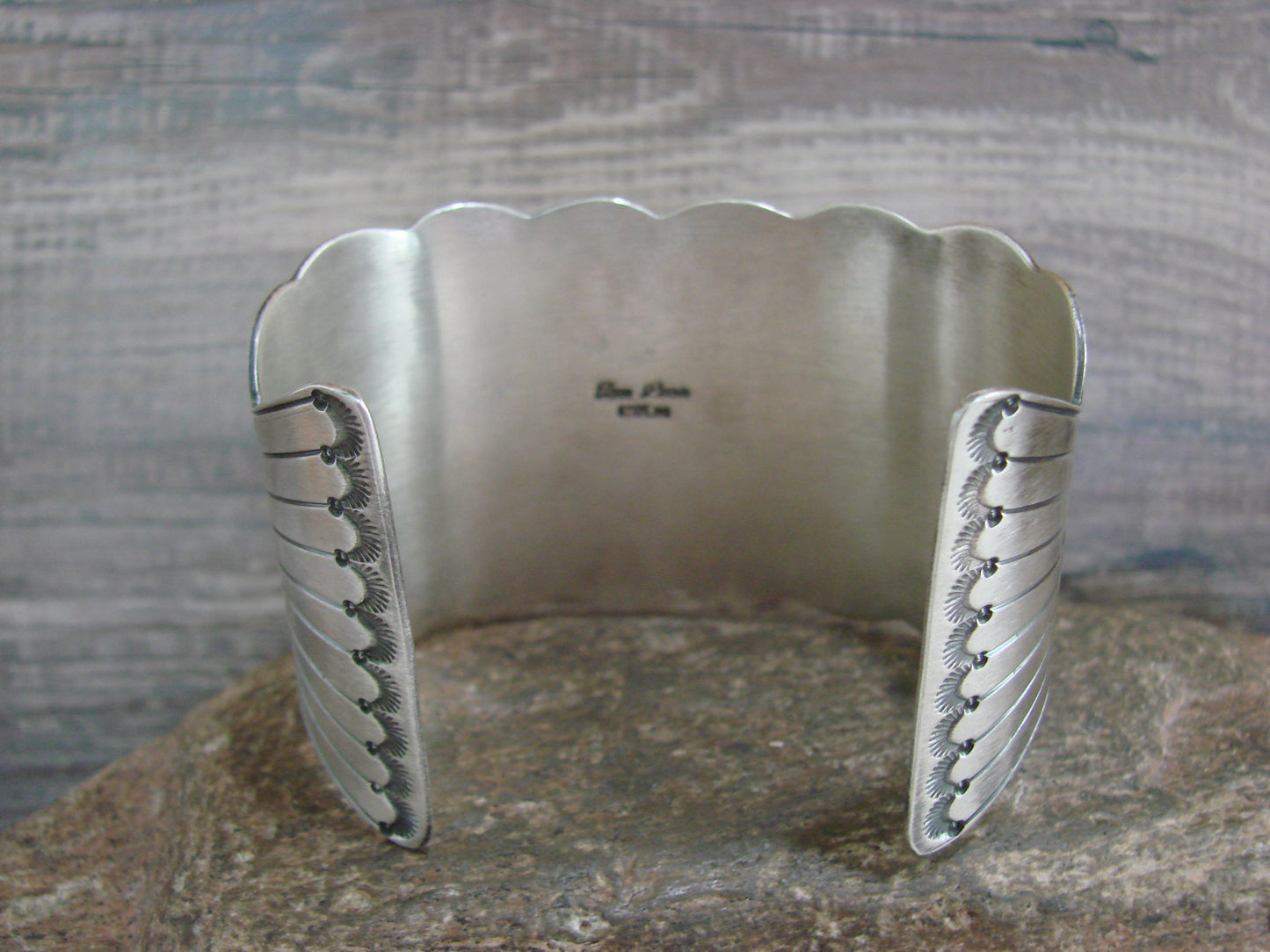 Native American Sterling Silver & Turquoise Bracelet Cuff by Lewis