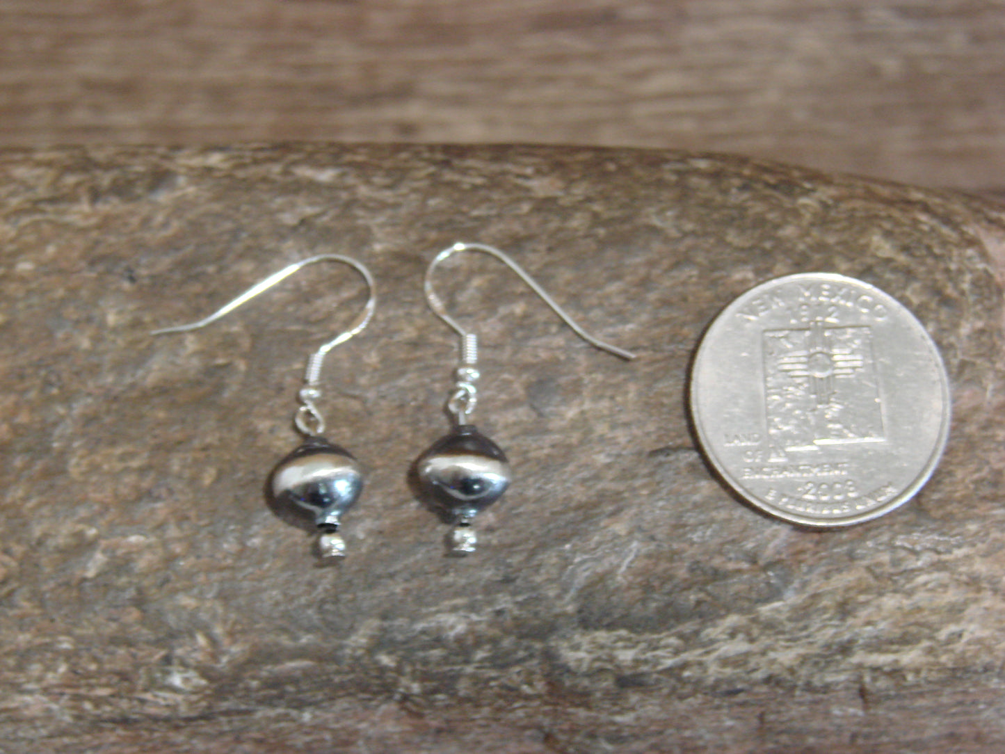 Native American Sterling Silver Navajo Pearl Dangle Earrings by Mariano