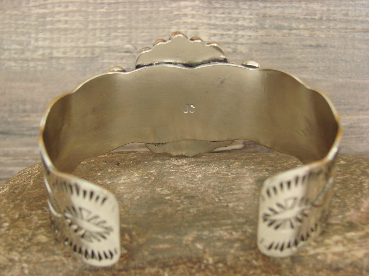 Native American Nickel Silver & Turquoise Bracelet by Cleveland