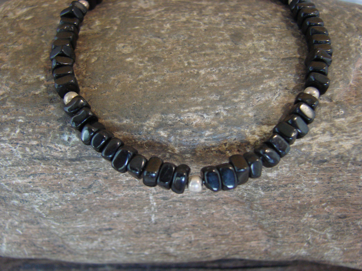 Native American Sterling Silver Onyx Stone Bracelet by Coriz