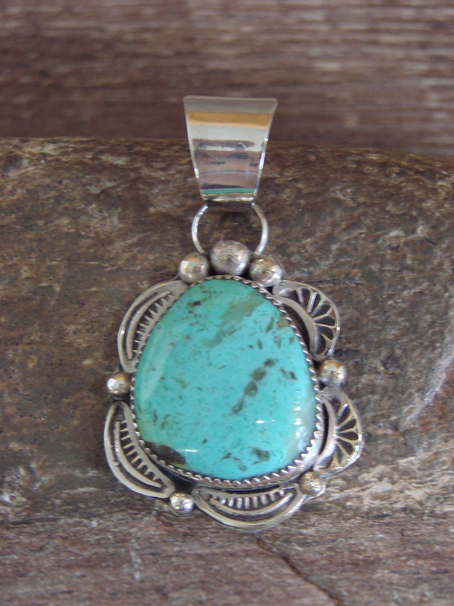 Native American Sterling Silver & Turquoise Pendant - Cleveland