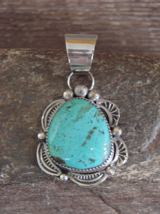 Native American Sterling Silver & Turquoise Pendant - Cleveland