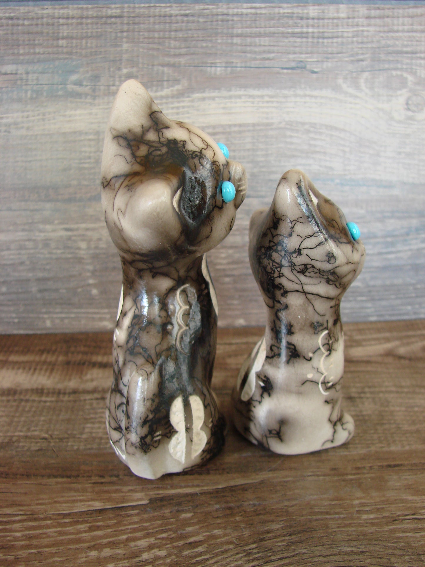 Native American Horse Hair Cat Pottery Set by Vail