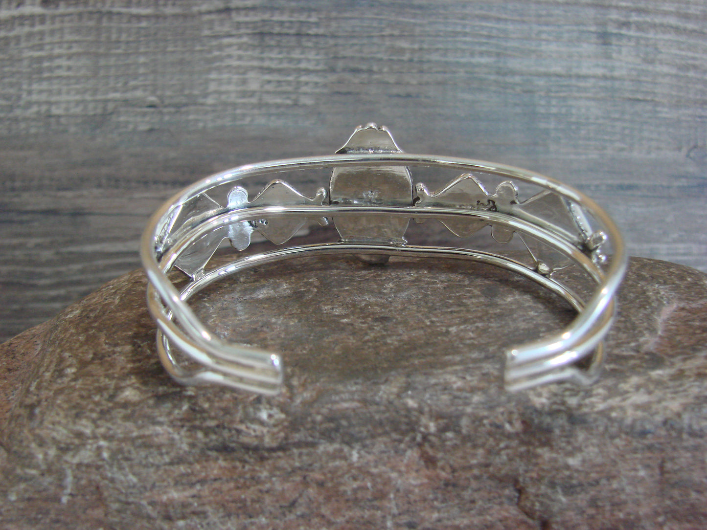 Native American Sterling Silver & Turquoise Row Bracelet by Smith