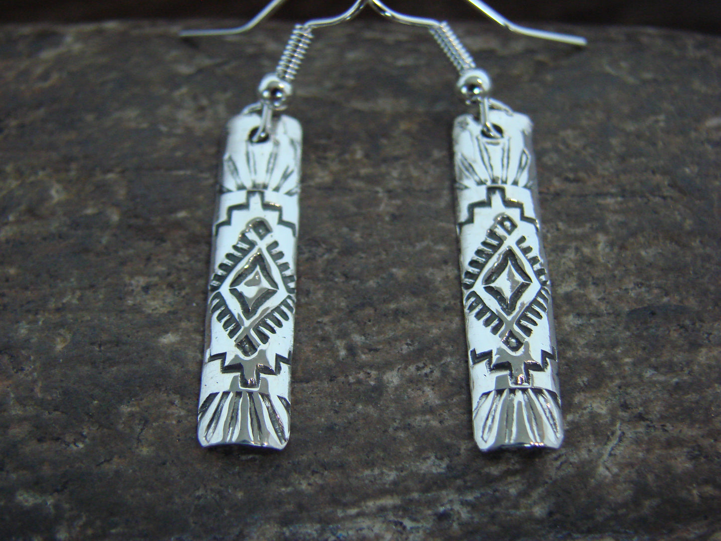 Native American Sterling Silver Dangle Earrings by Tahe