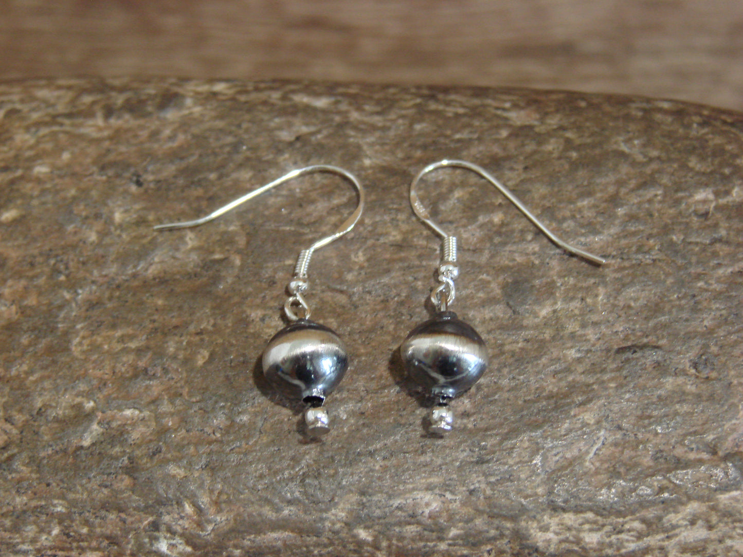 Native American Sterling Silver Navajo Pearl Dangle Earrings by Mariano